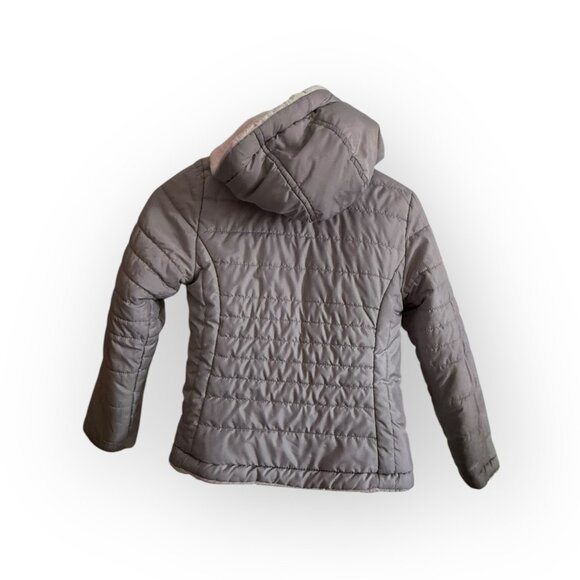 Girls’ Size 7/8 Reversible Jacket – Quilted Gray & Plush Tie-Dye Coat - Picture 3 of 5